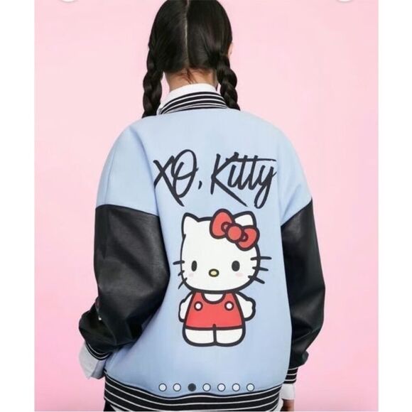 Hello Kitty X Forever 21 Varsity Bomber Faux Leather Jacket - Picture 4 of 16